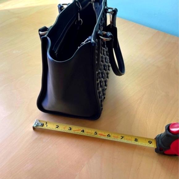 Coach Crosby w/ floral rivets Satchel Black/dk Gray GUC - Picture 2 of 16